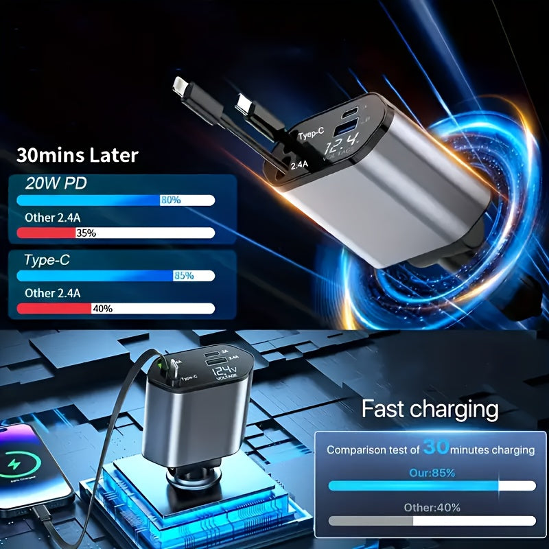 4-in-1 Retractable Car Charger