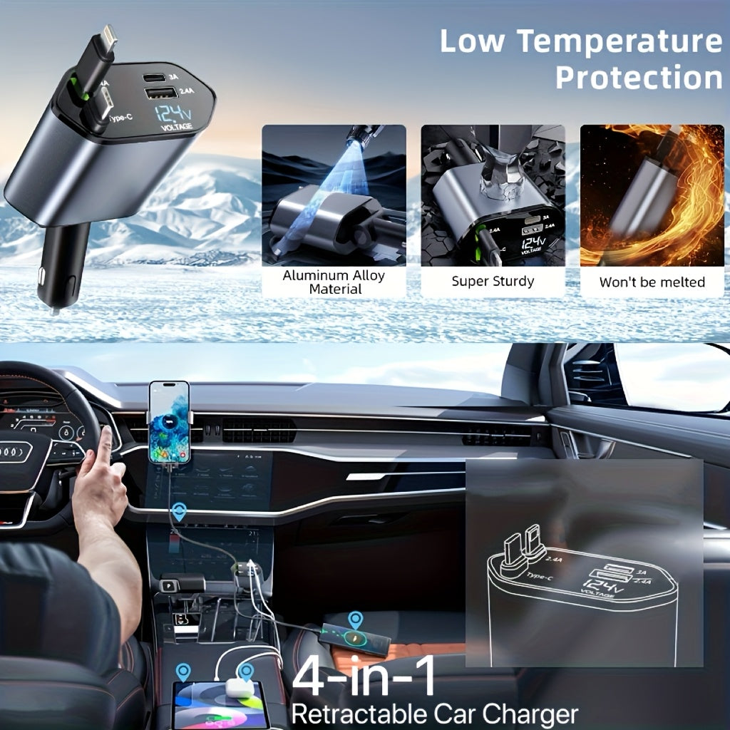 4-in-1 Retractable Car Charger
