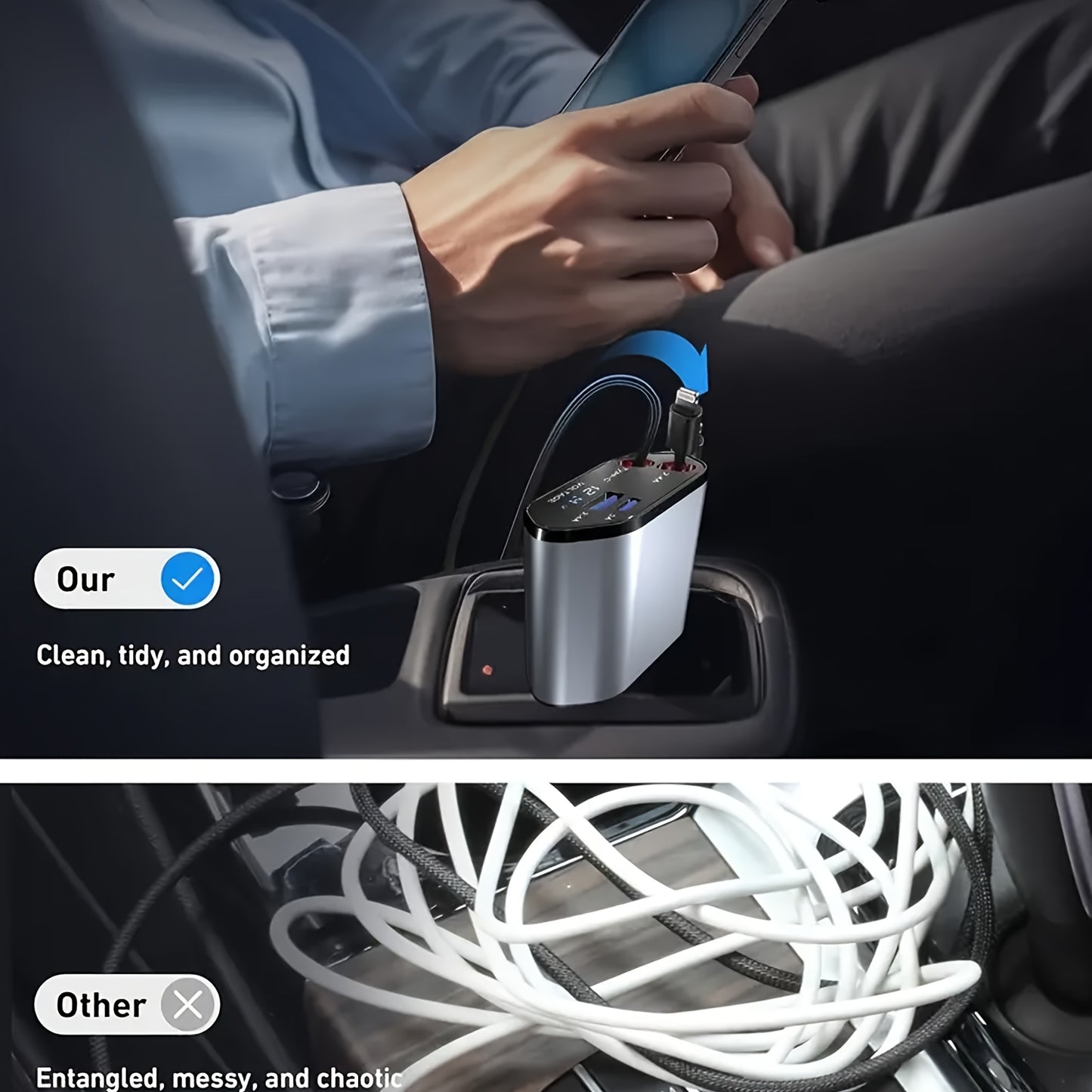 4-in-1 Retractable Car Charger