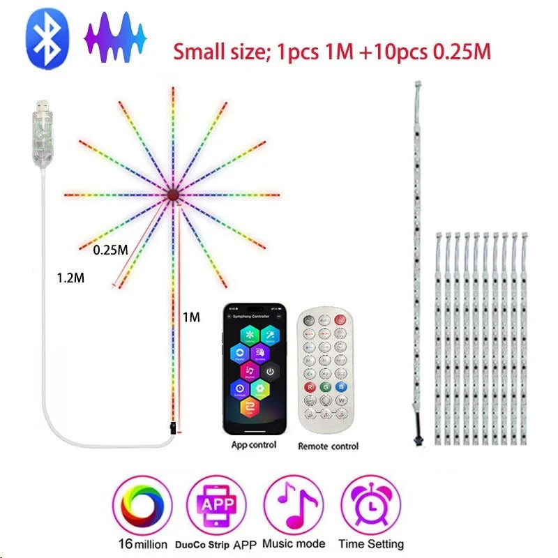 Smart Firework LED Lights | 16M Colors, Music Sync, 213 Modes