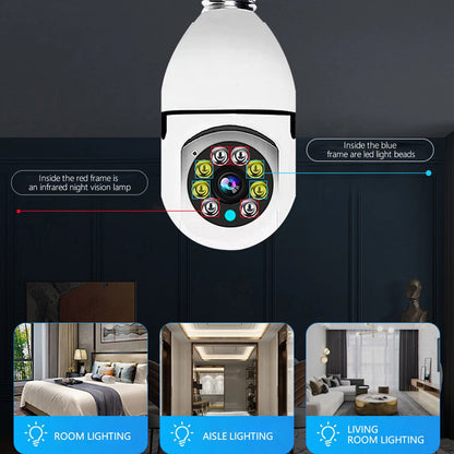 Indoor WiFi Bulb Security Camera with 3MP, 4X Zoom, Night Vision