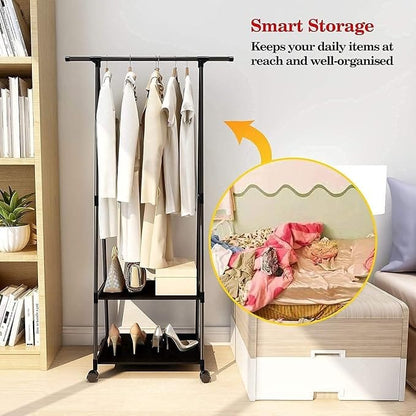 ALCOACH Portable Clothing Rack with Bottom Shelf