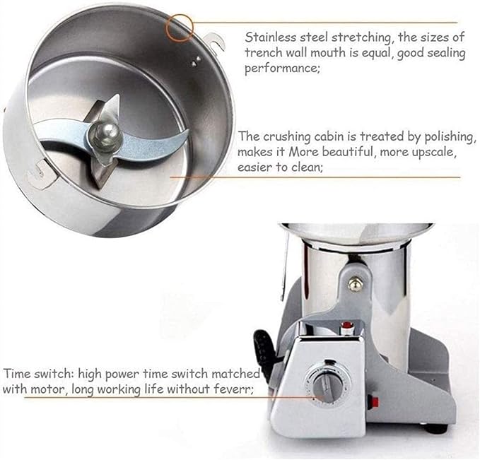 High-Speed Multifunctional Grinder – 800g Capacity, Stainless Steel