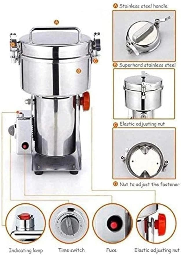 High-Speed Multifunctional Grinder – 800g Capacity, Stainless Steel
