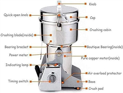 High-Speed Multifunctional Grinder – 800g Capacity, Stainless Steel
