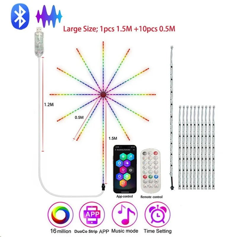 Smart Firework LED Lights | 16M Colors, Music Sync, 213 Modes
